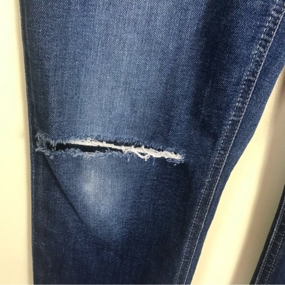 JOE’S Jeans Mid Rise Stretch Straight Leg Skinny Distressed Dark Blue Zip 29 - Picture 10 of 14